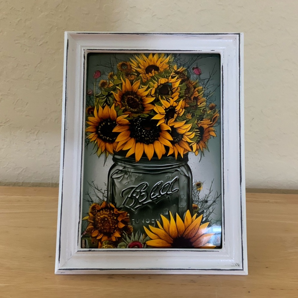 Farmhouse Sunflowers and jar picture 8x10 w/frame